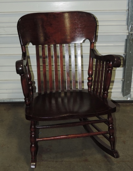Antique Dark Wood Rocking Arm Chair