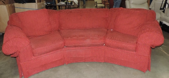 Century Furniture Co. Red Upholstered Curved-Front Sofa