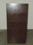 Brown Metal Industrial 5-Drawer File Cabinet