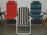 Lot Of 3 Folding Outdoor/Beach Canvas Chairs