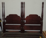 Pair Of Mahogany Twin-Size 4-Poster Beds