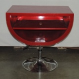 Unique Hand Made Red Metal Table On Chrome Base