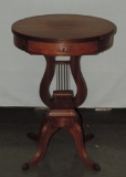 Vintage Mahogany Harp Base Round Table