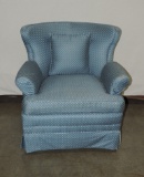 Blue & White Print Upholstered Armchair