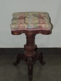 Antique Piano Stool With Glass & Brass Claw Feet