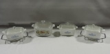 4 Pc. Corning Bakeware Set With 2 Warming Stands