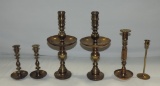 Tray Lot Brass Candlesticks