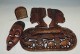 Carved African Wall Plaques/Mask Lot