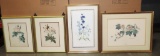 Lot Of 4 Flower Color Prints In Frames