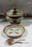 Reproduction Chinese Export Covered Tureen, Underplate & Spoon