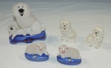 3 Staffordshire Sheep & Dog Figurines & 2 Royal Doulton Dog Figurines