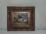 Oil On Canvas Rabbits In Fancy Gold Frame