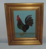 Oil On Canvas Of Rooster In Gold Frame