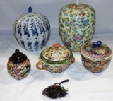 Chinese Ceramic Covered Jars & Bowls