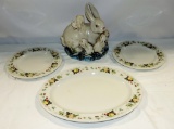 4 Pieces of Royal Doulton Miramont China & Rabbit Figurine