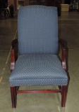 Fairfield Mahogany Blue & Gold Upholstered Armchair