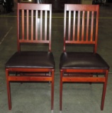 2 Mahogany Folding Card Table Chairs