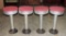 Set Of 4 1950's Round Pedestal Bar Stools