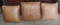 Lot Of 3 Light Brown Leather Throw Pillows