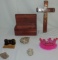 Cedar Box, Quartz Rocks, Opera Glasses & Cross