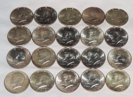 (20) 1964 Silver Kennedy Half Dollars