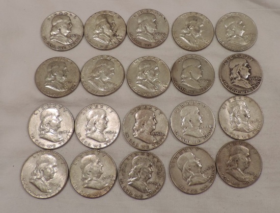 (20) Silver Franklin Half Dollars