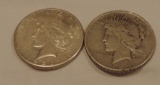 (2) Peace Silver Dollars