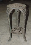 Black Cast Iron Floral Design Tri-Leg Plant Stand