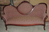 Victorian Style Red Mahogany Floral Carved Sofa