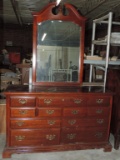 American Drew Dresser With 9 Drawers & Mirror