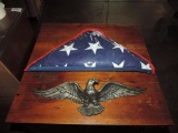 Cast Metal Eagle & Quality American Cloth Flag