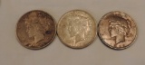 (3) Peace Silver Dollars