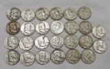 (25) Silver Franklin Half Dollars