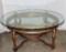 Round Glass Top Coffee Table With Gold Painted Base