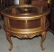 Gold Painted Wood & Glass Showcase End Table