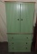Green Painted Farmhouse Style Wall Cabinet