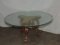 Gold Painted Wood Base Glass Top Coffee Table