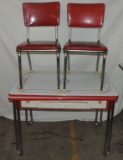 Enamel Top & Chrome Wood Table With 2 Chairs