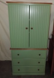Green Painted Farmhouse Style Wall Cabinet