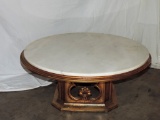 Round Gold Painted Wood Base & Marble Top Coffee Table
