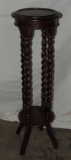 Mahogany Twisted Post Round Top Statue Stand