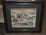 Country Christmas Color Print By Marianne Still Wagon In Frame