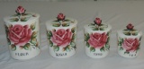 4 Pc. Ceramic Rose Design Canister Set