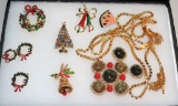 Lot of Vintage Christmas Pins and More