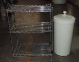 NSF  Stainless 3 Shelf Rack Plus Plastic Trash Can