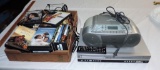 Phillips DVD/VHS Player, Sony Boom box and Tray Of DVD's