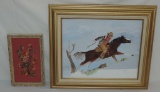 Needlepoint Picture & Painting Of Man On Horse