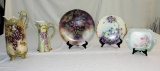 Five-Piece Hand-Painted Victorian Porcelains