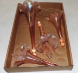 4 Pink Art Glass Epergne Arms