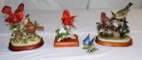 3 Andrea Bisque Bird Figurines And 1 Capodimonte Figurine